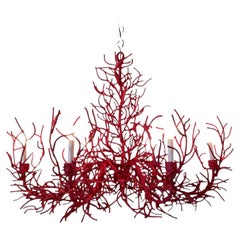 Large Iron Faux Coral Oval Chandelier
