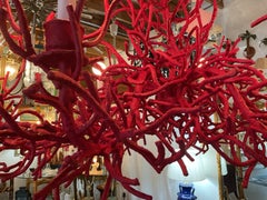 Large Iron Faux Coral Oval Chandelier