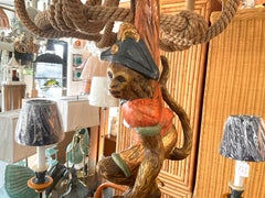 Vintage Carved Monkey Chandelier