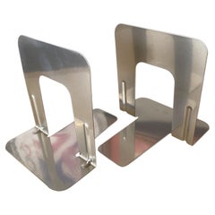 Soporte para libros de biblioteca de acero vintage con recubrimiento en polvo (5" cromado)