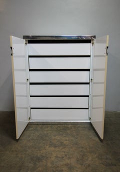 Pierre Cardin Vintage 1970's Chorome and Laminate Bedroom Tall Chest of Drawers