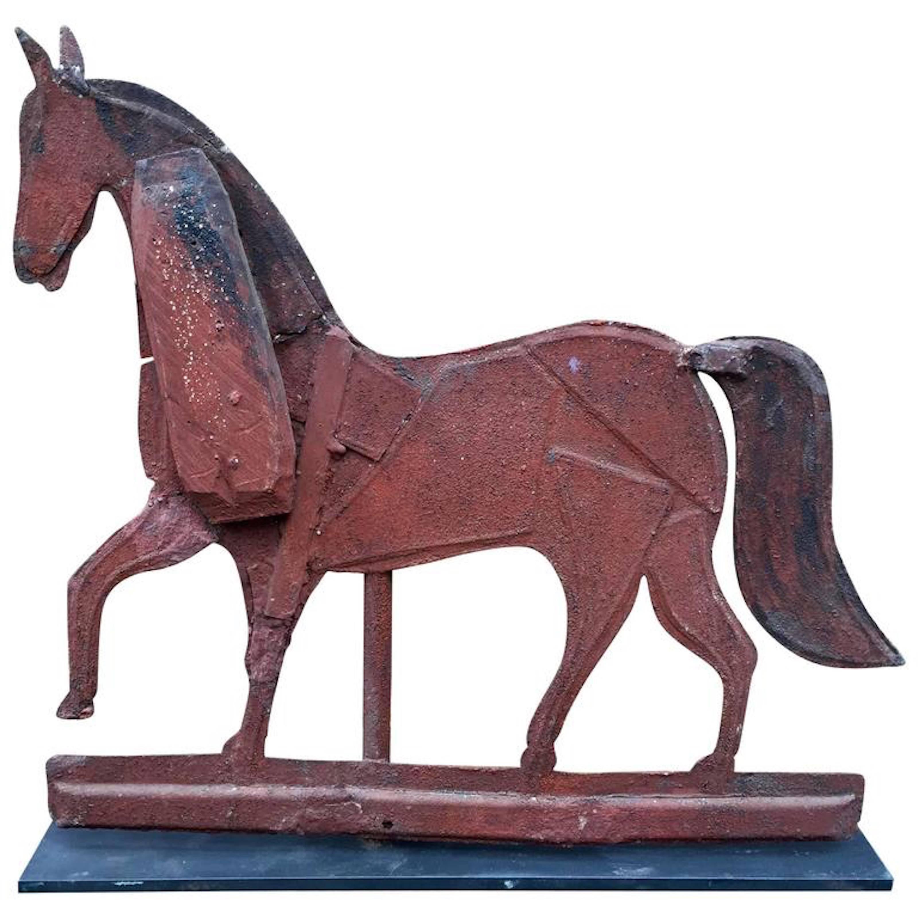 19th Century American Painted Horse Sheet Iron Weathervane