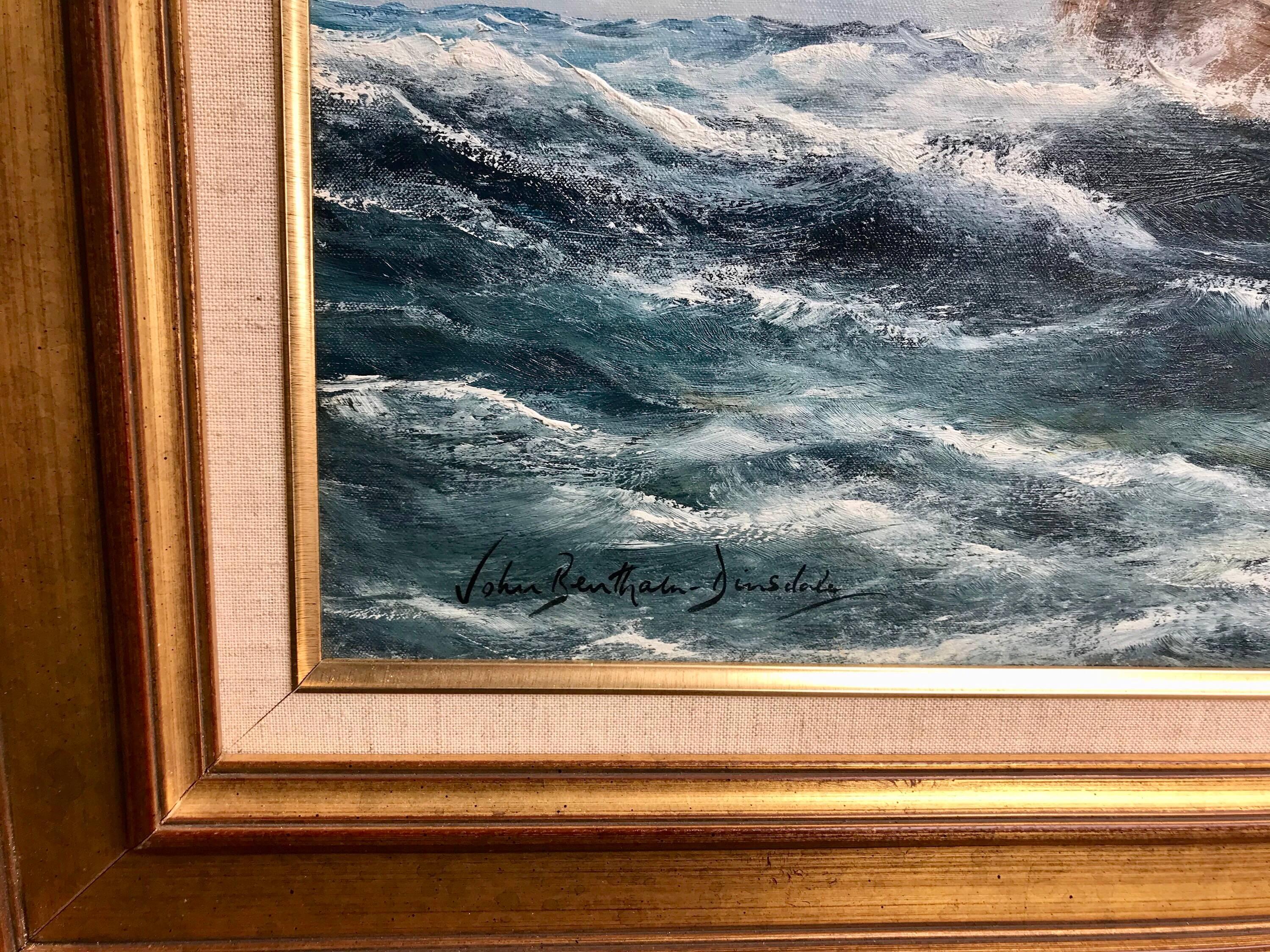 Signed lower left. (Born in Yorkshire, England in 1927; died in 2008). Dinsdale painted the sea and great ships of the era when “Britannia ruled the waves” with her fleets of clipper and fighting ships whose huge white sails took men across the seas