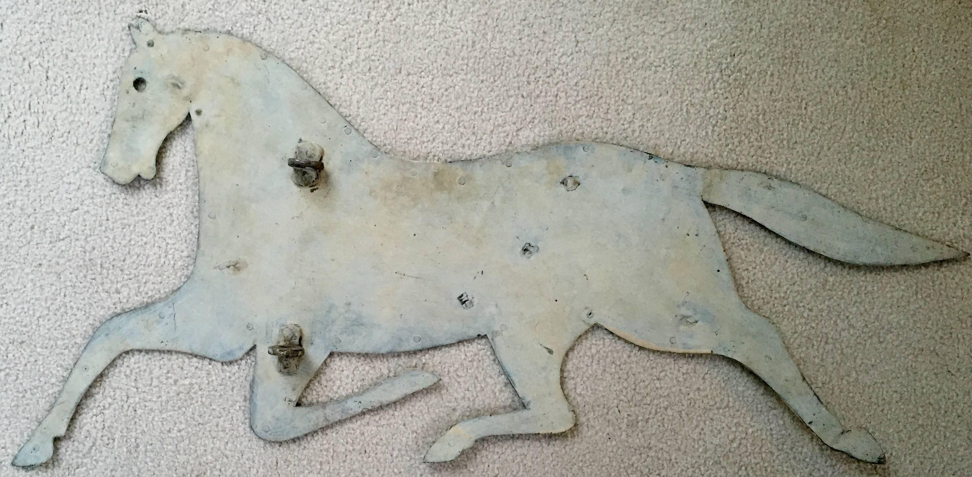 American sheet iron horse weathervane in old white paint. Good size.