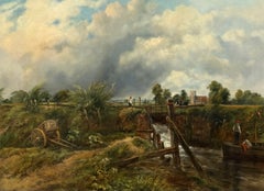 "A Lock on the River Waveney, Near Shipmeadow Suffolk" by Frederick Waters Watts