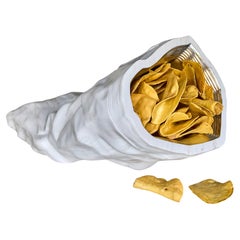 "Potato Chip Bag" Moumental Carved Marble Sculpture by Robin Antar
