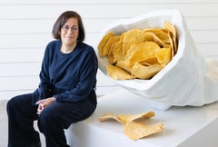 "Potato Chip Bag" Moumental Carved Marble Sculpture by Robin Antar