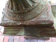 Neoclassical Cast Iron Urn on Stand J.W. Fiske, 1878, Great Surface