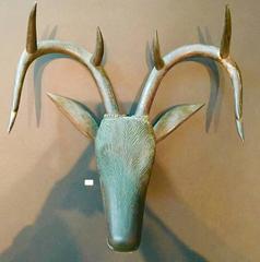 Great Folk Art Wood Carved Stags Head 1, 19th Century