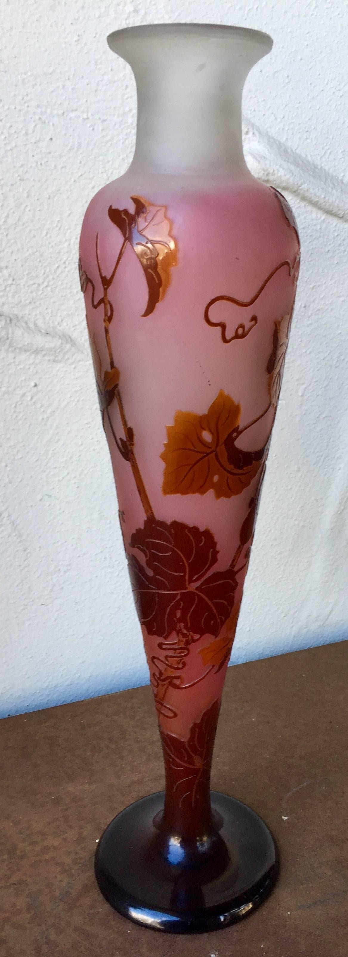 French Emile Galle Art Nouveau Vase, Nancy Art