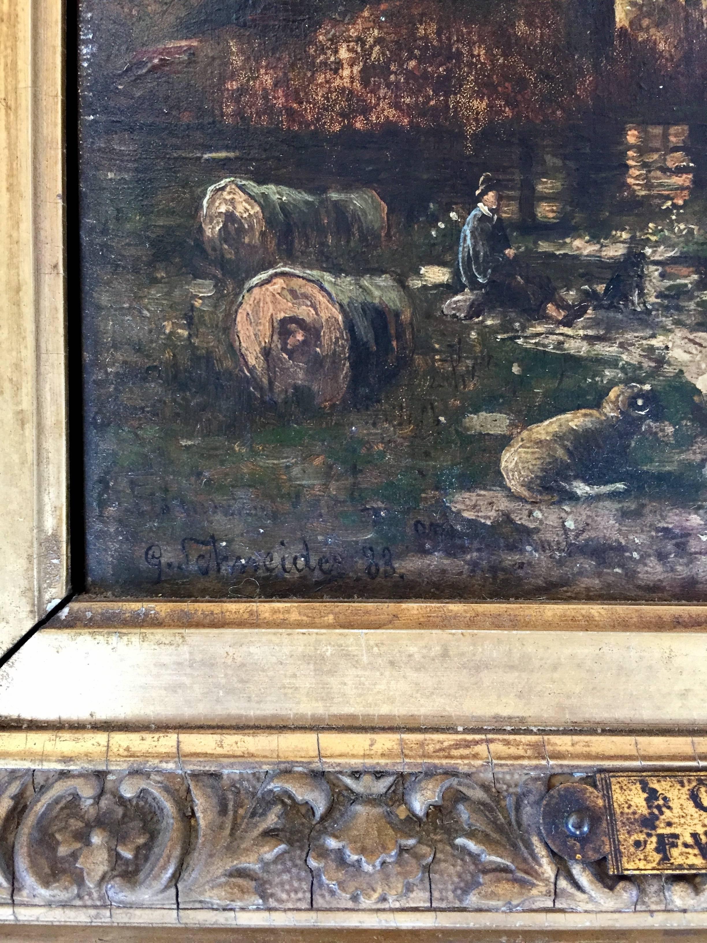 Great little painting in original frame, signed and dated '83 lower left.

Franz van Severdonck (1809-1889) 

The Belgian painter Franz van Severdonck was born in Brussels, where he lived and worked all his life. It is not yet known, where the