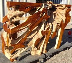 Ancient Teak Root Console Table Organic Modern