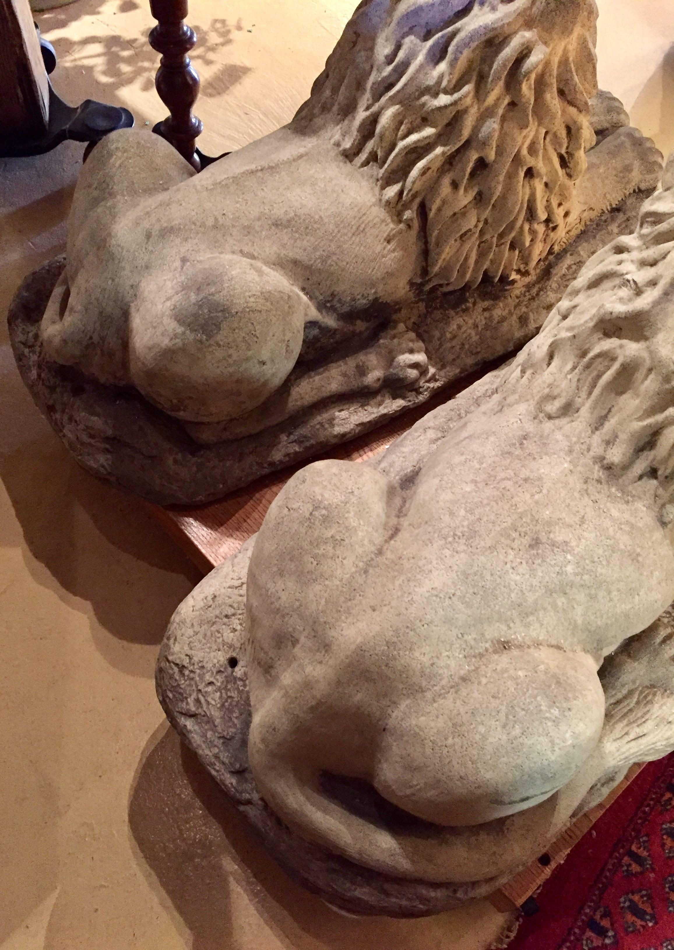 Pair of English Stone Lions 1