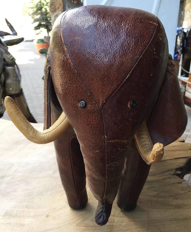 Leather Elephant Footstool by Omersa for Abercrombie at 1stDibs