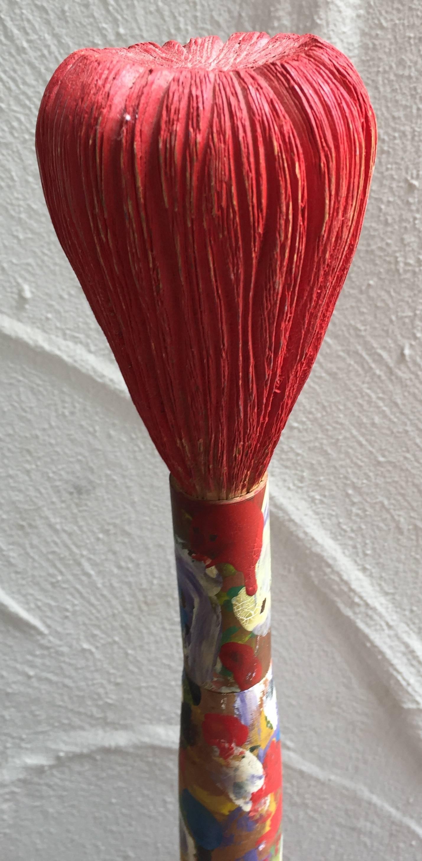 Mid-Century Modern Carved Wood and Painted Set of Five Large Paint Brushes