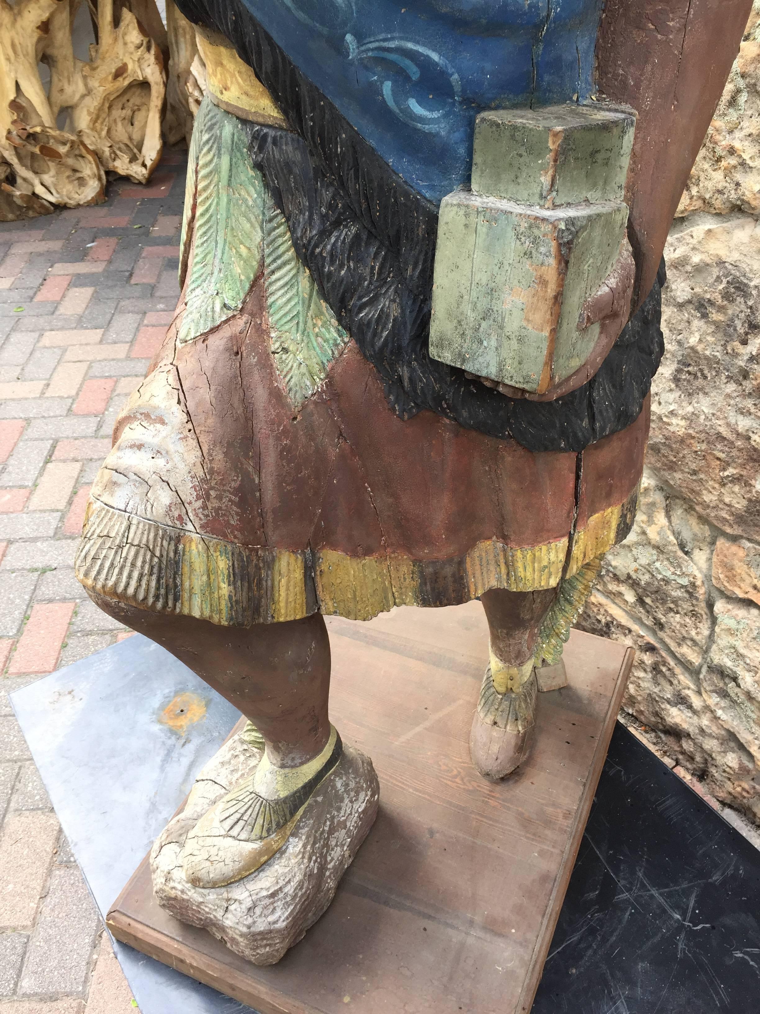 Great Cigar Store Indian Chief Early American Attributed to Thomas Brooks 3