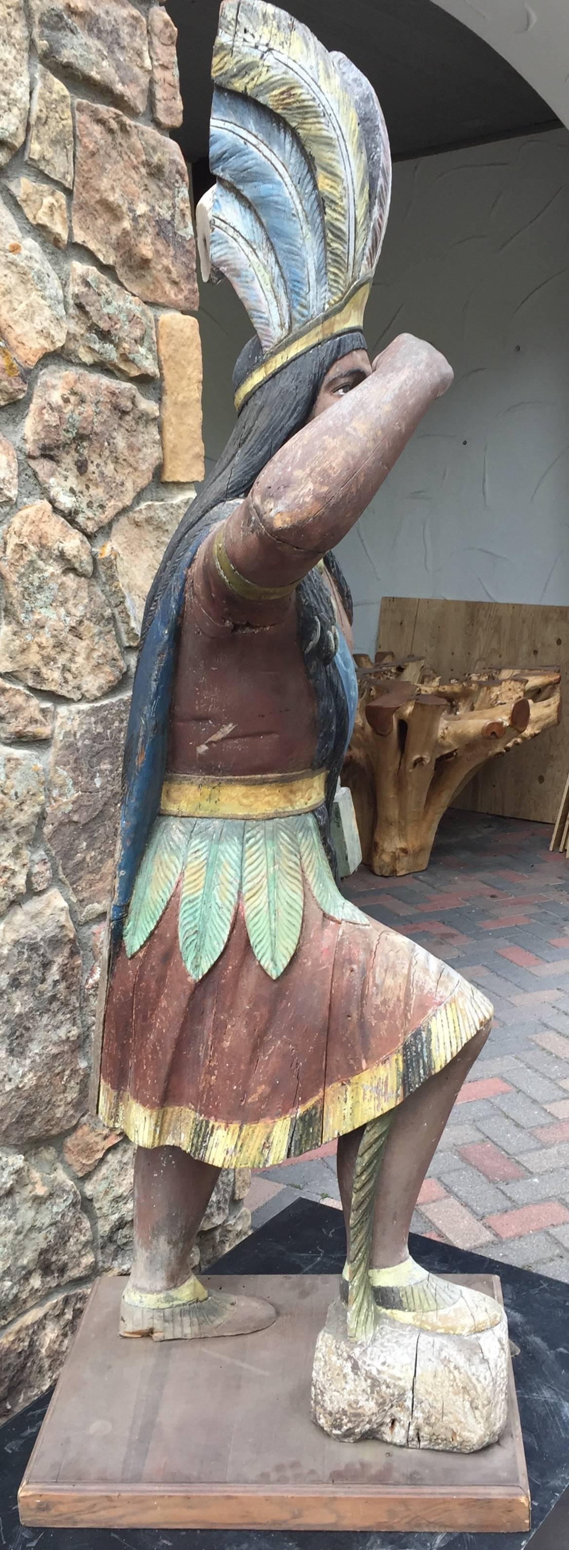 Great Cigar Store Indian Chief Early American Attributed to Thomas Brooks In Good Condition In Wiscasset, ME