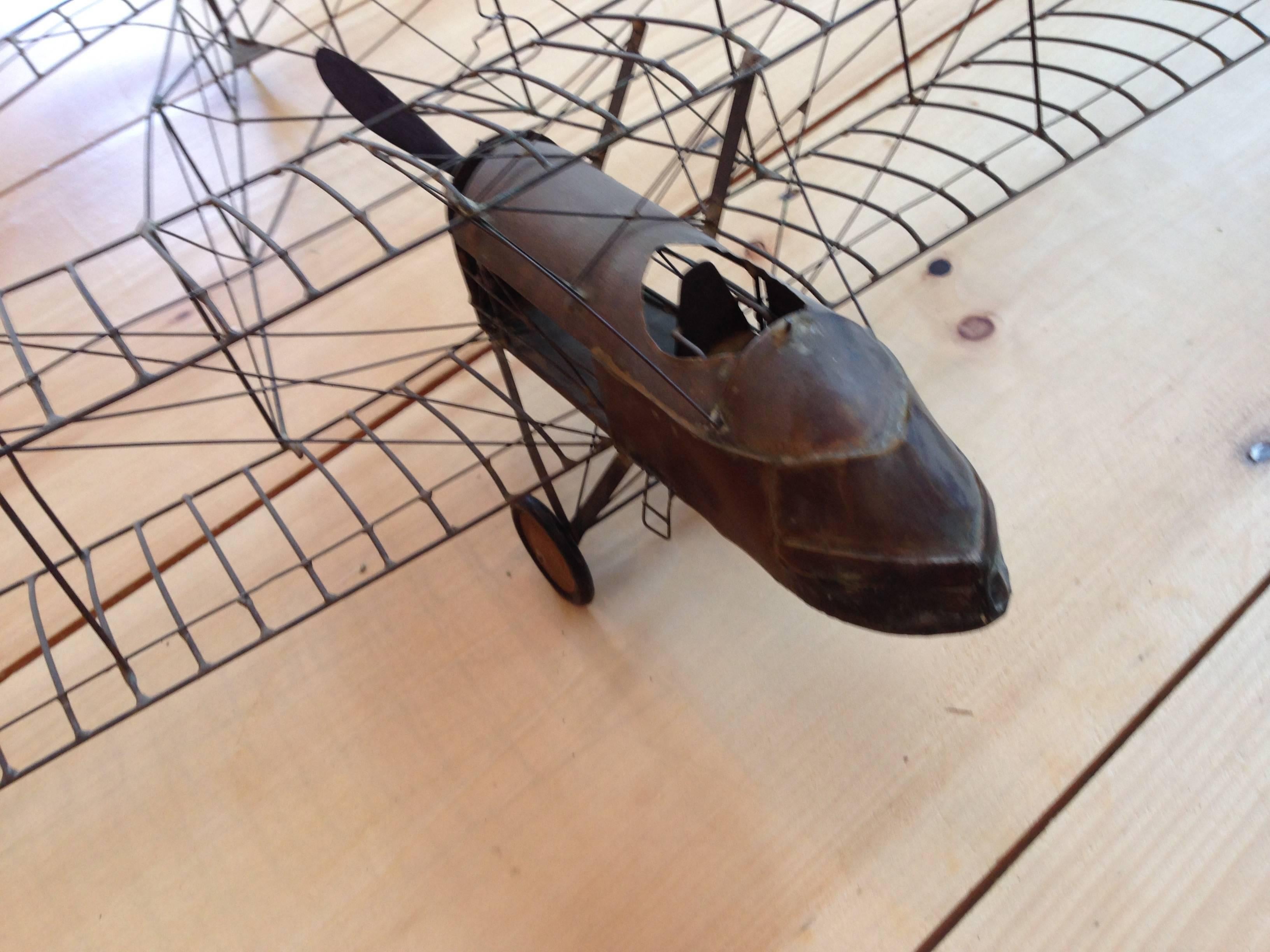 1930s Folk Art Wire Plane Model In Good Condition In Wiscasset, ME