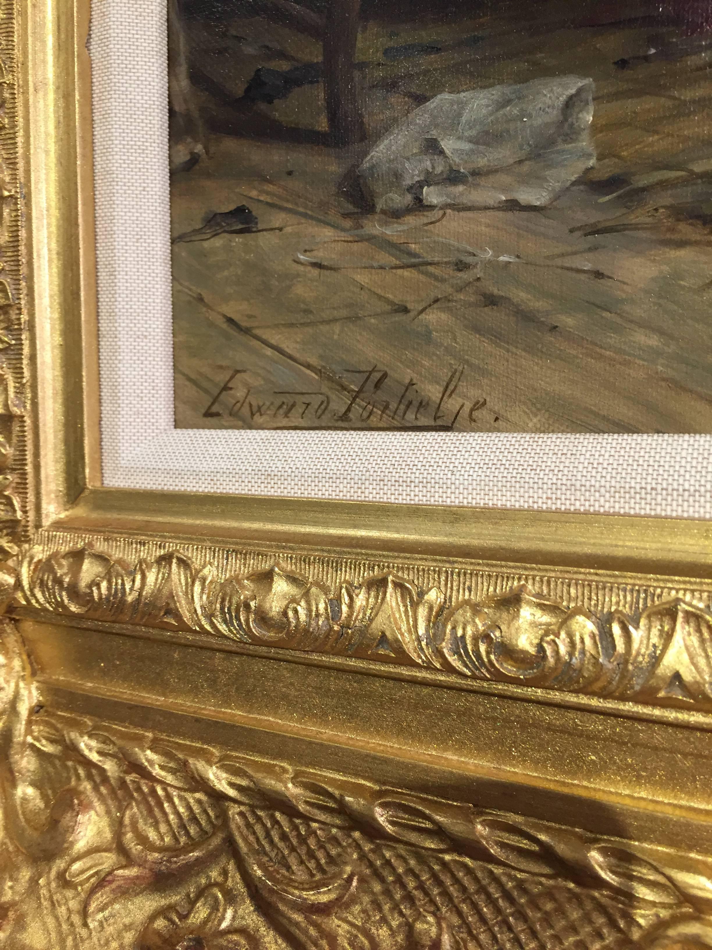Oil on canvas, signed lower left.

Edward Antoon Portielje was born in Antwerp on 8 February 1861. He trained under Charles Verlat (1824-1890), who had taught at the Antwerp Academy since 1877 and became director of it in 1885. Like his father, Jan