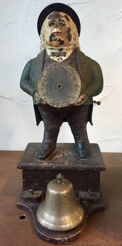 Rare Ring the Bell Shooting Target Painted Cast Iron Great Patina