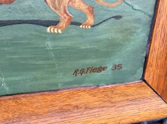 Great WPA 1930s Lion Tamer Circus Painting by R. G. Fiege