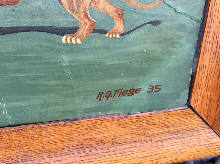 Great WPA 1930s Lion Tamer Circus Painting by R. G. Fiege at 1stDibs