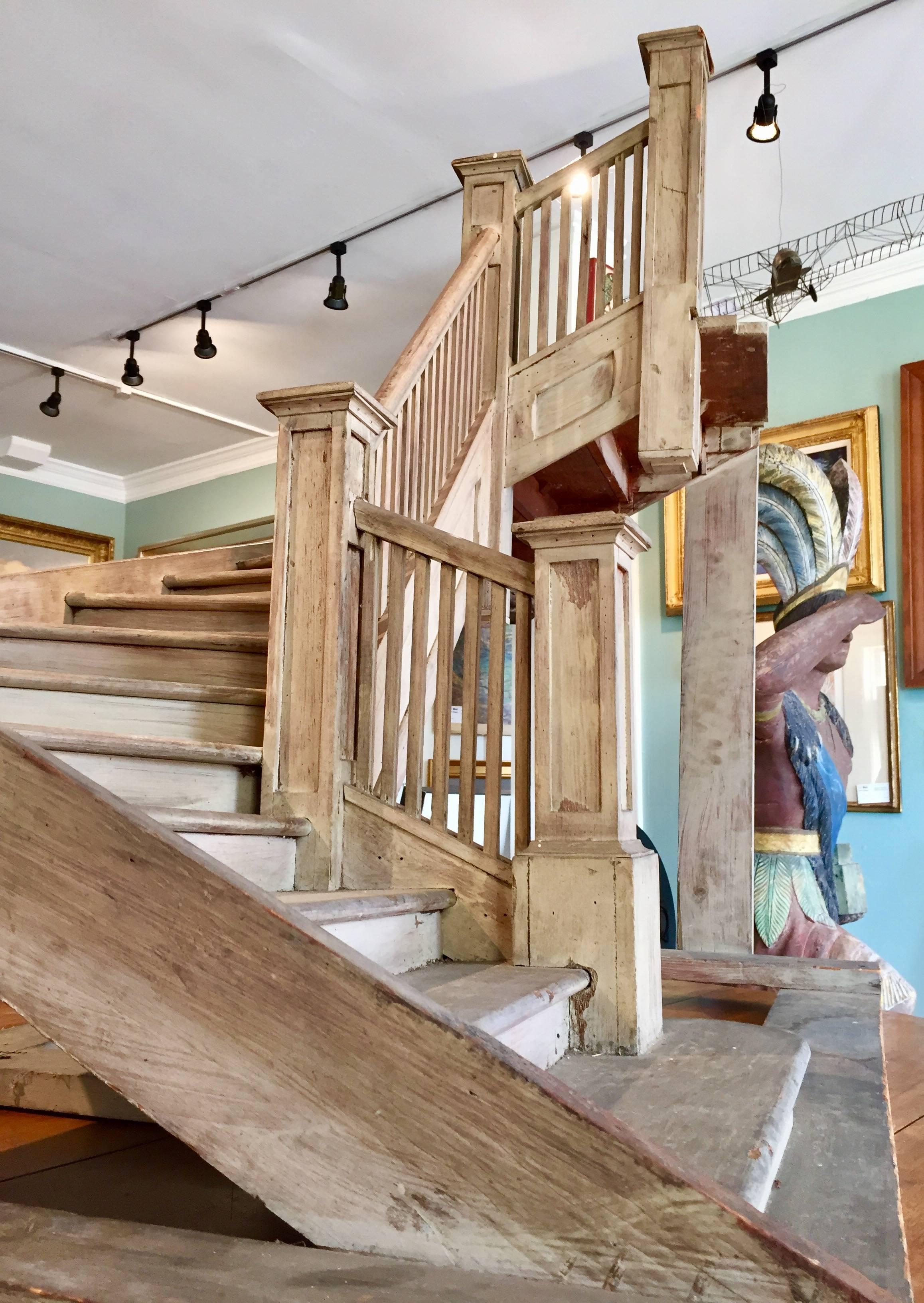 Great American 19th century large staircase model in old dry white/grey paint. Very impressive size. Could be used as a display, but very cool on its own. From upstate NY.