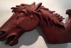 Pair of Carved and Painted Horse Heads from Carousel
