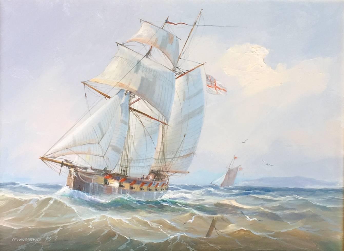 Signed and dated 93 lower left. Oil on canvas.

Michael J. Whitehand
b. 1941, British
Born in the East coastal town of Bridlington in Yorkshire, England, and largely self-taught, Michael Whitehand is one of England’s top maritime artists. He has