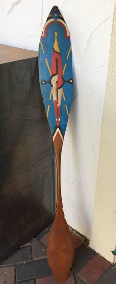 Pala de Madera Tallada y Pintada Surinam Granate Ndyuka