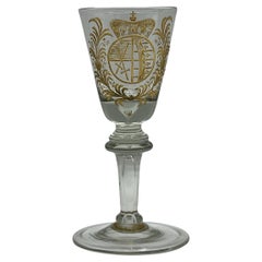 Antique 1700s Wine Glass with Engraving - Coat of arms