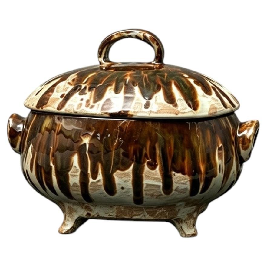 Large Hand-thrown Studio Art Pottery Lidded Tureen, Aase Lommerud, 1978, Norway
