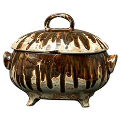 Grande zuppiera artistica da studio con coperchio, realizzata a mano, di Aase Lommerud, 1978, Norvegia