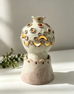 Unique 1970s Scandinavian Studio Art Pottery Table Lamp, Aase Marie Lommerud