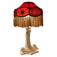 Lámpara de mesa de mayólica de estilo Art Nouveau, de alrededor de 1910, Julius Dressler, Austria