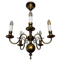 Scandinavian Baroque Style 5-Arm Bronze Church Chandelier, Hovik Light, Norway