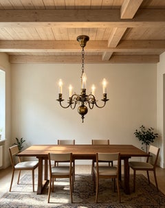 Scandinavian Baroque Style 5-Arm Bronze Church Chandelier, Hovik Light, Norway