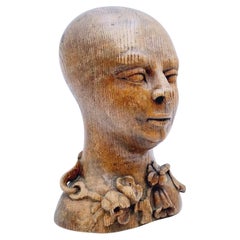 Sculpture de tête de style baroque, chêne, XVIIIe/XIXe siècle, Allemagne