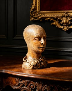 Sculpture de tête de style baroque, chêne, XVIIIe/XIXe siècle, Allemagne