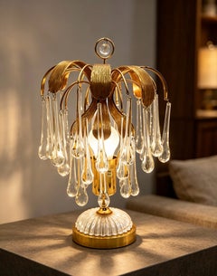 Tear Drop Table Lamps by Palwa, Germany, Murano Glass & Gilt-Brass, c. 1960s