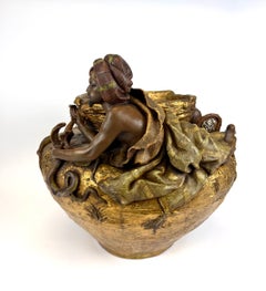 early 20th-century terracotta sculptural cachepot with original polychrome