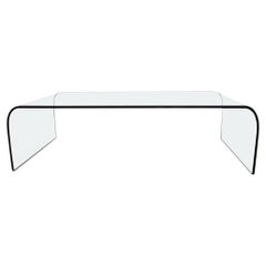 Mid-century modern glass curved table by Angelo Cortesi for Fiam, Italy, 1970s