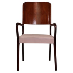 Mid-century Modern Italian Maple and White Velvet Chair, 1950s