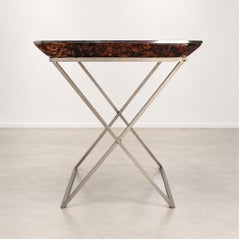 Tablette pliante italienne des années 1970 en bakélite et lucite, motif écaille, signée Willy Rizzo