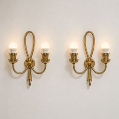 Pair of Mid-Century Modern Brass Wall Lights by Angelo Lelii for Arredoluce, 40s