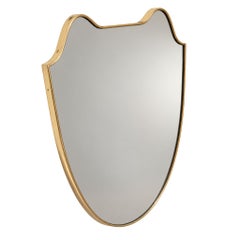 1950s Italian Brass Shield Wall Mirror in the Style of Gio Ponti