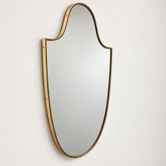 Large 1950s Italian Brass Shield Wall Mirror in the Style of Gio Ponti