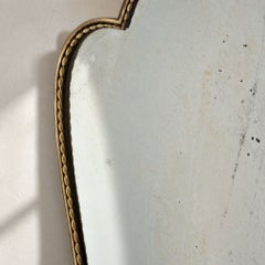 1950s Italian Brass Shield-Shaped Beveled Wall Mirror in the Style of Gio Ponti