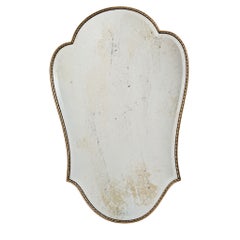 1950s Italian Brass Shield-Shaped Beveled Wall Mirror in the Style of Gio Ponti