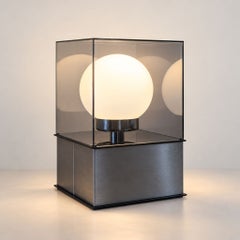 1970s Space Age Table Lamp Perspex Opaline Glass in the Style of New Lamp Italy